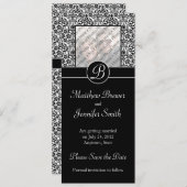 Monogrammed Floral Damask Foto bewaart de Datum Ka Kaart (Voorkant / Achterkant)