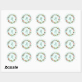 Monogrammed Floral Envelope Seal Ronde Sticker (Vel)