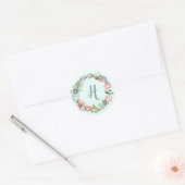 Monogrammed Floral Envelope Seal Ronde Sticker (Envelop)