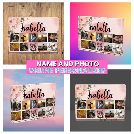 Monogrammed Floral fotocollage voor moeder Fotoblokken