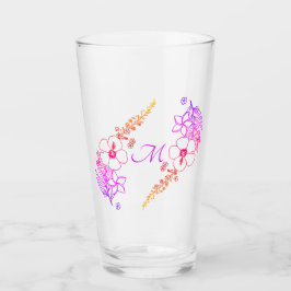 Monogrammed Floral Glass Tumbler