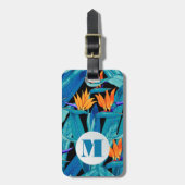 Monogrammed Floral Pattern Bagagelabel (Voorkant verticaal)