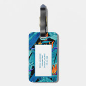 Monogrammed Floral Pattern Bagagelabel (Achterkant verticaal)