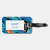 Monogrammed Floral Pattern Bagagelabel (Achterkant horizontaal)