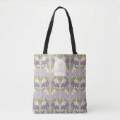 Monogrammed Floral Striped Tote Bag (Voorkant)