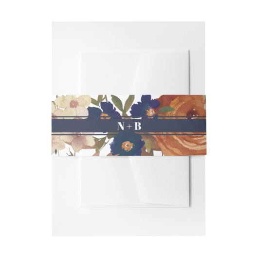 Monogrammed Floral Wedding Uitnodigingen Wikkel (Voorkant Voorbeeld)