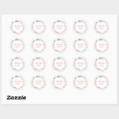 Monogrammed Floral Wreath Ronde Sticker (Vel)