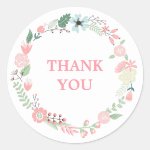 Monogrammed Floral Wreath Ronde Sticker