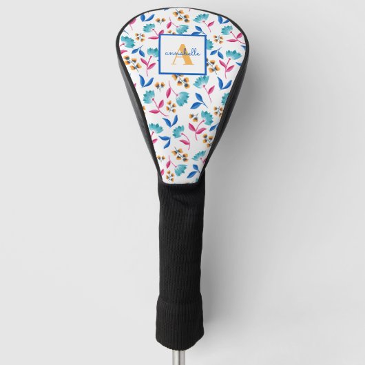 Monogrammed Folk Art Floral Pattern Golfheadcover (Voorkant)