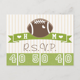 Monogrammed Football Wedding RSVP Briefkaart
