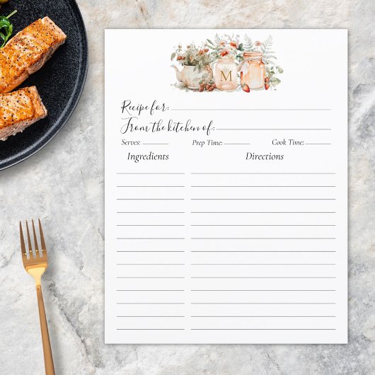 Monogrammed Forest Floral Botanical Recept Insert