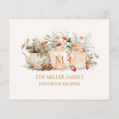 Monogrammed Forest Floral Botanical Recept Kaart (Achterkant)