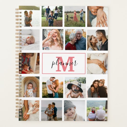 Monogrammed Foto Collage Personalized 2022 Planner (Voorkant)