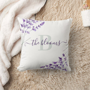 Monogrammed Foto Waterverf Lavender Pillow Kussen