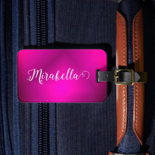 Monogrammed Fuchsia Pink Travel Bright Bagagelabel