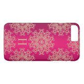 Monogrammed Fucshia en Gold Exotic Medallion Case-Mate iPhone Case (Achterkant (Horizontaal))
