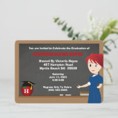 Monogrammed Fun Teacher Afstuderen Invitation Kaart (Staand voorkant)