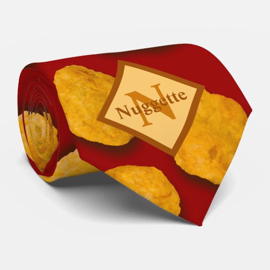 Monogrammed Funny Chicken Nugget Pattern Stropdas (Opgerold)
