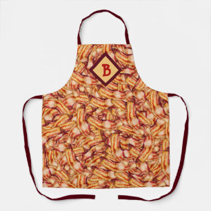 Monogrammed Funny Tasty Bacon Pattern Schort
