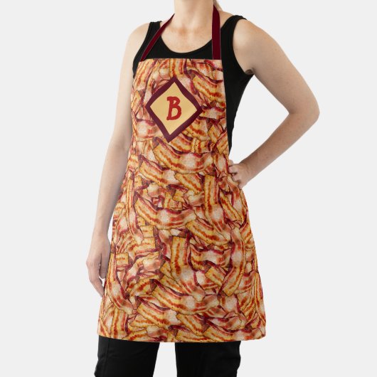 Monogrammed Funny Tasty Bacon Pattern Schort (Insitu)