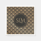 Monogrammed Gatsby Art Deco Fan Pattern Servet (Voorkant)