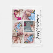 Monogrammed Geboorte Stat Aankondiging Foto Fleece Deken (Voorkant)