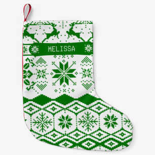 Monogrammed gebreide kerst rendieren kleine kerstsok