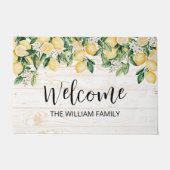 Monogrammed gele citroenboom wit hout deurmat (Voorkant)