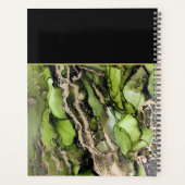 Monogrammed genaamd Black Green Gold Abstract Planner (Achterkant)
