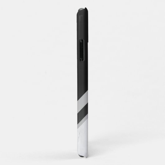 Monogrammed Geometric Chevron Black Silver Marble Case-Mate iPhone Case (Achterkant/rechts)
