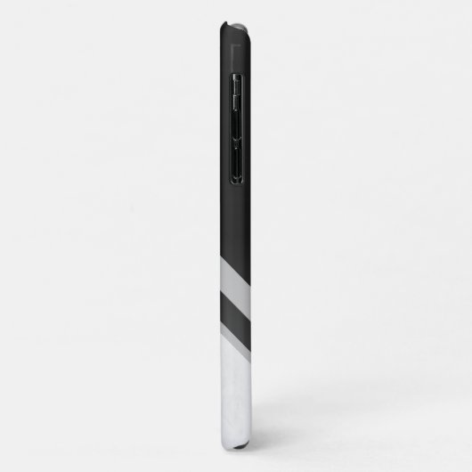 Monogrammed Geometric Chevron Black Silver Marble Case-Mate iPhone Case (Achterkant/links)