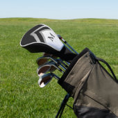 Monogrammed Geometric Chevron Black Silver Marble Golfheadcover (Insitu)