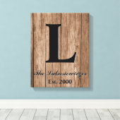 Monogrammed Gepersonaliseerde Bruiloft Jubileum Ja Canvas Afdruk (Insitu (Houten vloer))