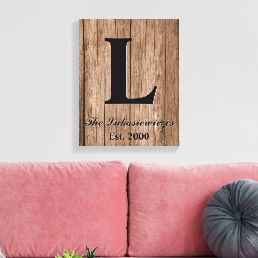 Monogrammed Gepersonaliseerde Bruiloft Jubileum Ja Canvas Afdruk (Insitu (Woonkamer))