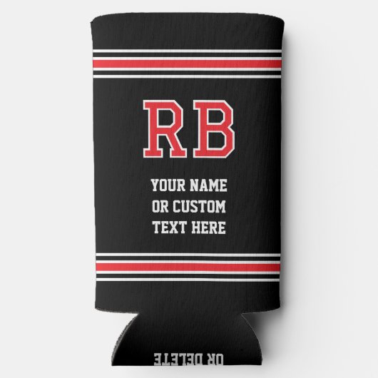 Monogrammed Gepersonaliseerde tekst Rood Zwart (Achterkant)