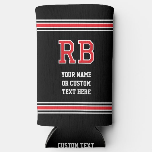 Monogrammed Gepersonaliseerde tekst Rood Zwart (Voorkant)