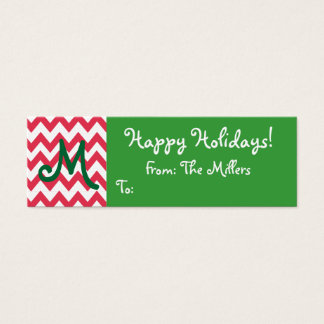 Monogrammed Gift Label met Chevron Mini Visitekaartjes