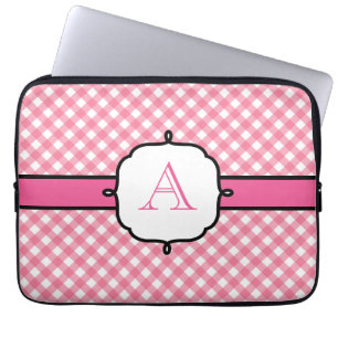 Monogrammed Gingham Laptop Hoesje Laptop Sleeve