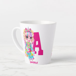 Monogrammed Girls Unicorn Cute  Latte Mok