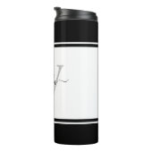 Monogrammed Girly Modern Trendy Script Black White Thermosbeker (Geroteerd rechts)