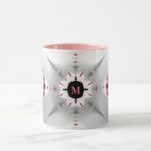 Monogrammed Girly Pink en Silver Fractal Mok (Midden)
