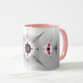 Monogrammed Girly Pink en Silver Fractal Mok (Voorkant rechts)