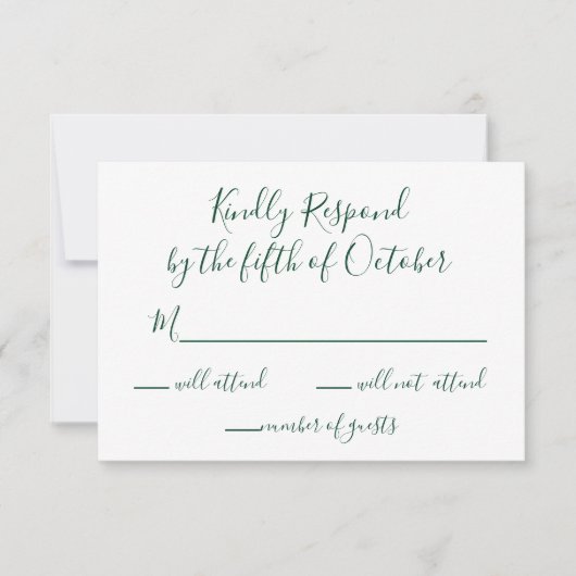 Monogrammed Gold Crest en Green Wedding rsvp Kaartje (Voorkant)