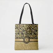 Monogrammed Gold Damask Draagtas (Voorkant)
