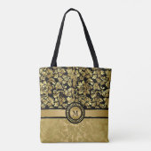 Monogrammed Gold Damask Draagtas (Achterkant)