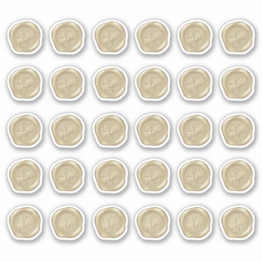 Monogrammed Gold Faux Wax Seals Sticker (Voorkant)