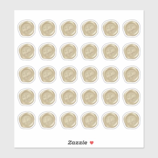 Monogrammed Gold Faux Wax Seals Sticker (Vel)