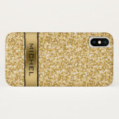 Monogrammed Gold Glitter White Sparks Case-Mate iPhone Case (Achterkant (horizontaal))