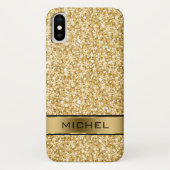 Monogrammed Gold Glitter White Sparks Case-Mate iPhone Case (Achterkant)