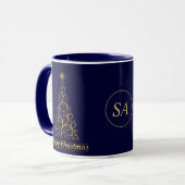 Monogrammed Gold Merry Christmas Tree Star Holiday Mok (Voorkant links)